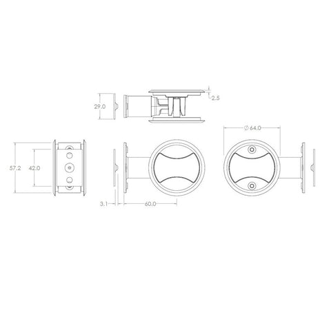 LOCKWOOD SYMMETRY ROUND CAVITY SLIDING DOOR PASSAGE SET DP MATT BLACK 7450MBKDP - primehardware