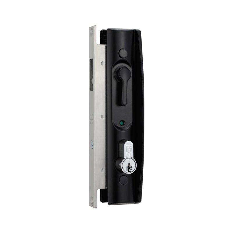 LOCKWOOD 8653 SLIDING SECURITY DOOR LOCK BLACK WITH CYLINDER 8653BLKDP - primehardware