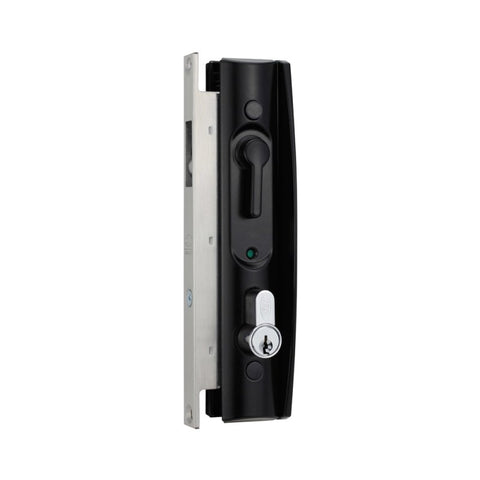 LOCKWOOD 8653 SLIDING SECURITY DOOR LOCK BLACK WITH CYLINDER 8653BLKDP - primehardware
