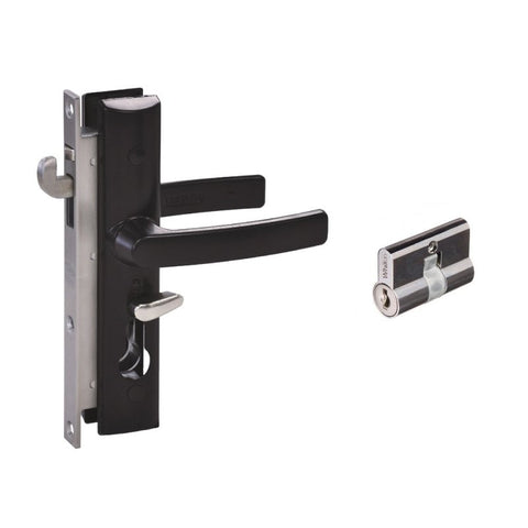 LOCKWOOD SECURITY SCREEN DOOR LOCK BLACK W/ CYLINDER 8654BLKC - primehardware