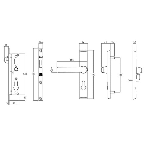 LOCKWOOD SECURITY SCREEN DOOR LOCK NO CYLINDER BLACK 8654BLK - primehardware