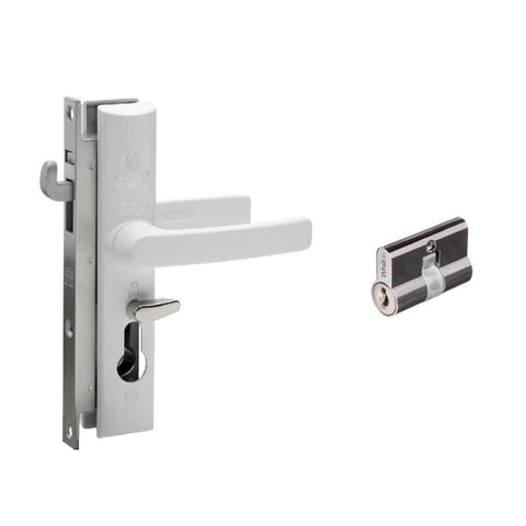 LOCKWOOD SECURITY SCREEN DOOR LOCK WHITE W/ CYLINDER 8654WHC - primehardware