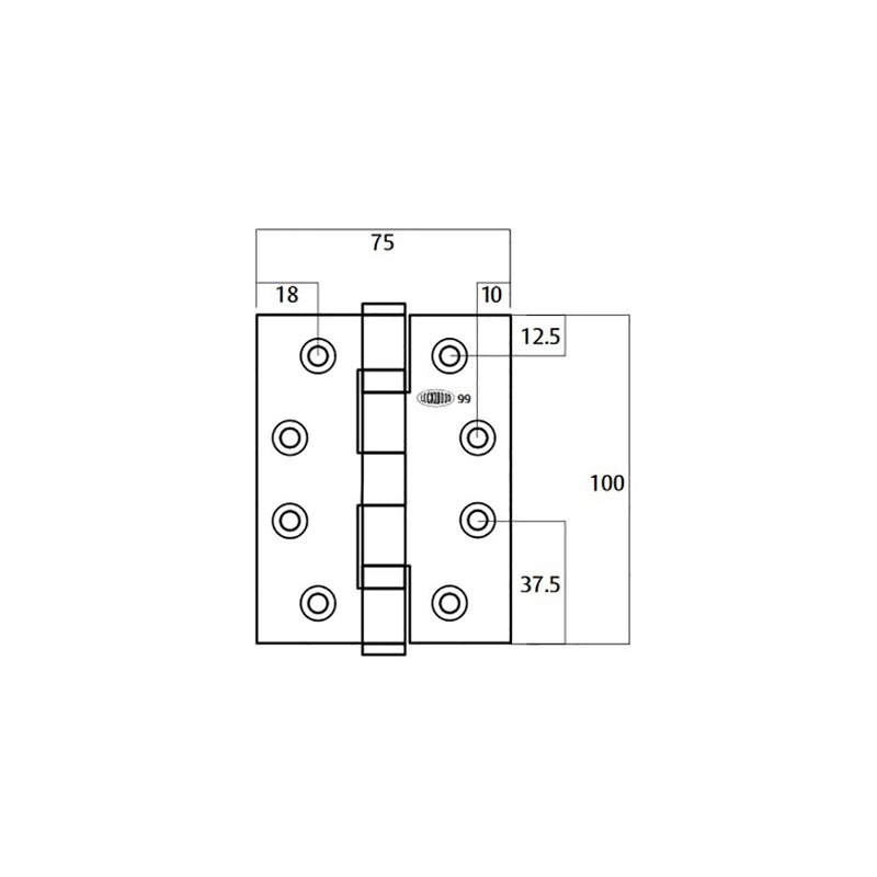 Lockwood LW10075BBSSS 100x75x2.5mm Ball Bearing Door Butt Hinge