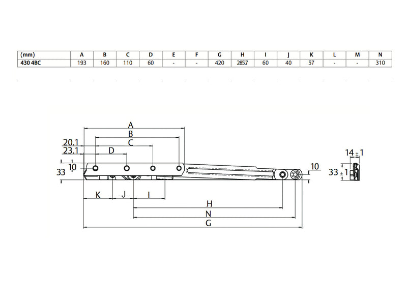 INTERLOCK WINDOW STAY P1080 420MM FRICTION HINGE STAINLESS STEEL
