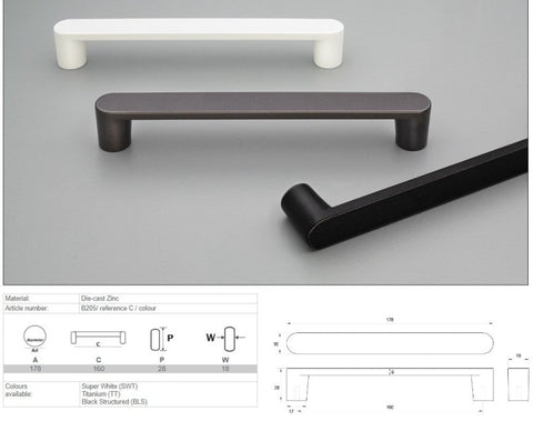 KETHY B205 CABINET PULL HANDLE TITANIUM 160 CTC
