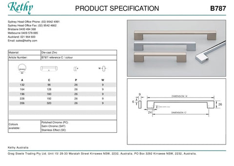 KETHY B787 MAINZ CABINET HANDLE 128MM