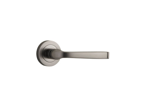 Iver Annecy Door Lever Handle On Round Rose Pair - primehardware