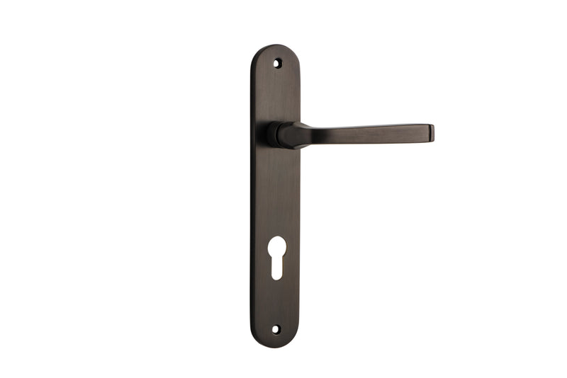 IVER ANNECY DOOR LEVER HANDLE ON OVAL BACKPLATE SIGNATURE BRASS - CUSTOMISE TO YOUR NEEDS