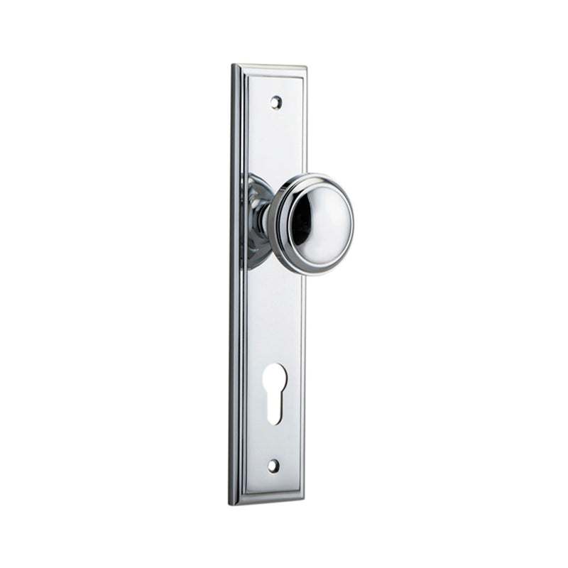 IVER PADDINGTON DOOR KNOB ON STEPPED BACKPLATE CHROME PLATED - CUSTOMISE TO YOUR NEEDS