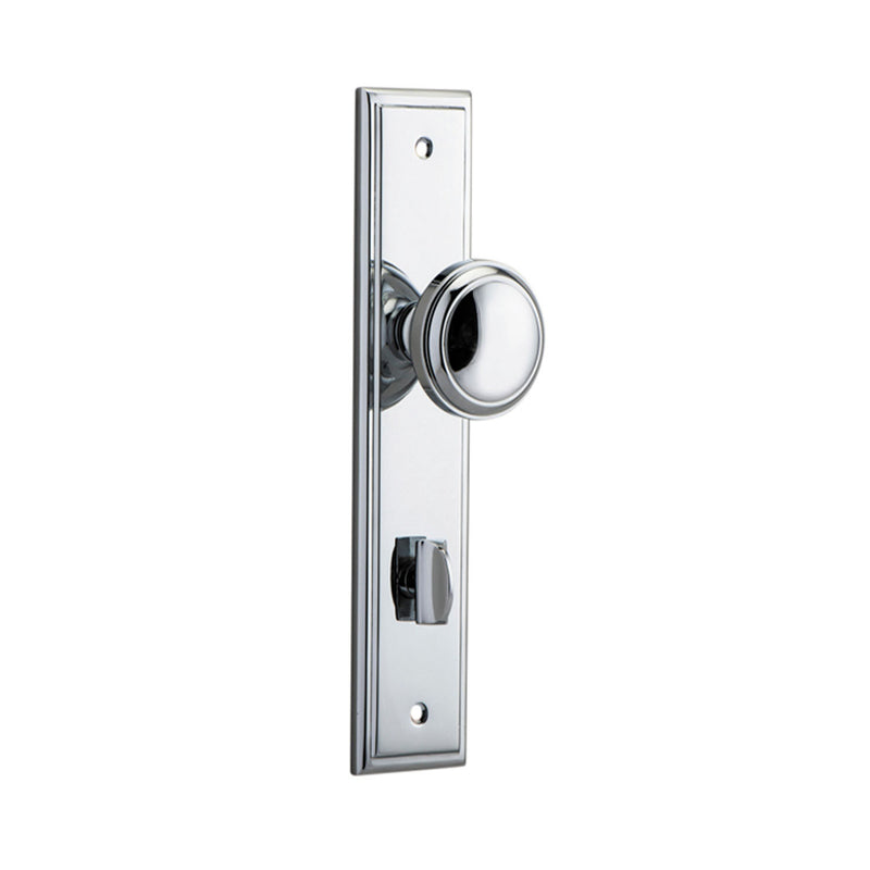 IVER PADDINGTON DOOR KNOB ON STEPPED BACKPLATE CHROME PLATED - CUSTOMISE TO YOUR NEEDS
