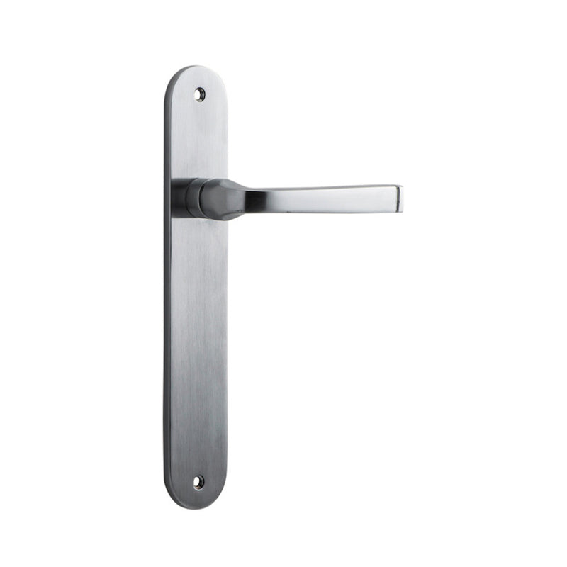 IVER ANNECY DOOR LEVER HANDLE ON OVAL BACKPLATE BRUSHED CHROME - CUSTOMISE TO YOUR NEEDS