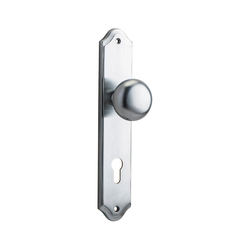 IVER CAMBRIDGE DOOR KNOB ON SHOULDERED BACKPLATE BRUSHED CHROME - CUSTOMISE TO YOUR NEEDS