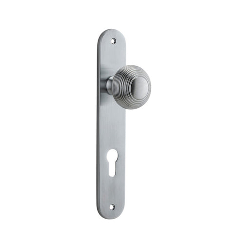 IVER GUILDFORD DOOR KNOB ON OVAL BACKPLATE BRUSHED CHROME - CUSTOMISE TO YOUR NEEDS