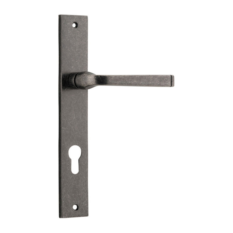 IVER ANNECY DOOR LEVER HANDLE ON RECTANGULAR BACKPLATE DISTRESSED NICKEL - CUSTOMISE TO YOUR NEEDS