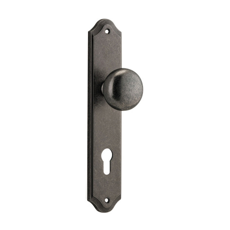IVER CAMBRIDGE DOOR KNOB ON SHOULDERED BACKPLATE DISTRESSED NICKEL - CUSTOMISE TO YOUR NEEDS