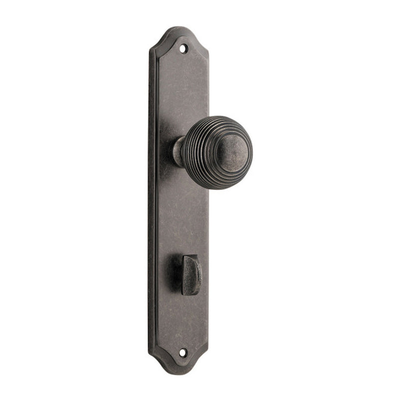 IVER GUILDFORD DOOR KNOB ON SHOULDERED BACKPLATE DISTRESSED NICKEL - CUSTOMISE TO YOUR NEEDS
