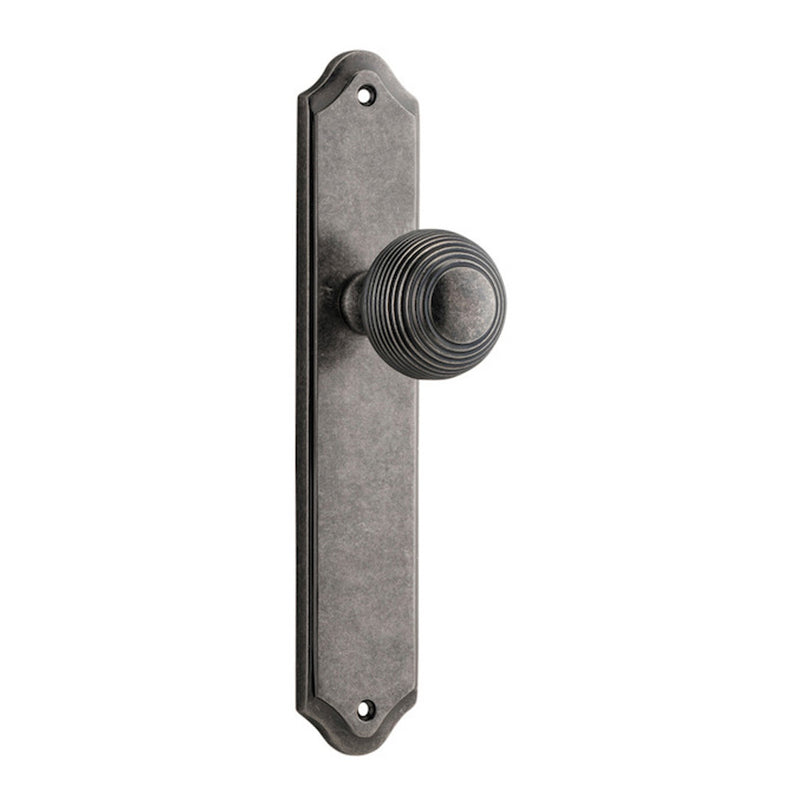 IVER GUILDFORD DOOR KNOB ON SHOULDERED BACKPLATE DISTRESSED NICKEL - CUSTOMISE TO YOUR NEEDS