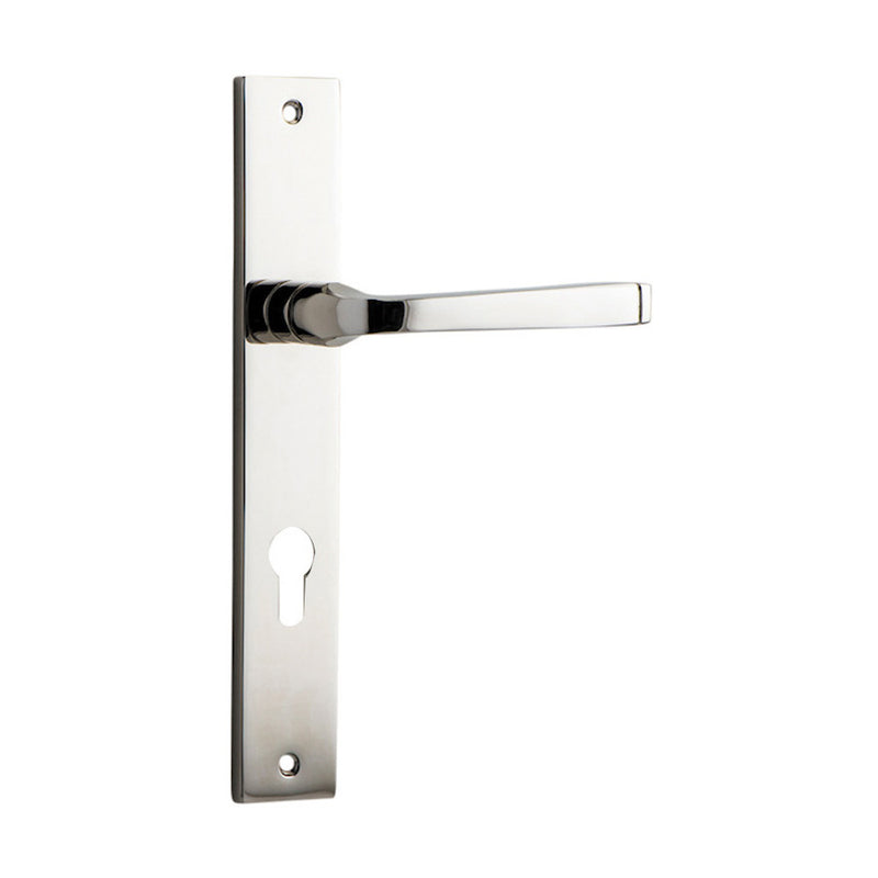 IVER ANNECY DOOR LEVER HANDLE ON RECTANGULAR BACKPLATE POLISHED NICKEL - CUSTOMISE TO YOUR NEEDS