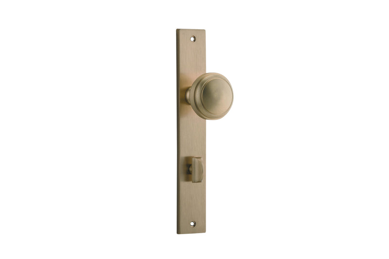 IVER PADDINGTON DOOR KNOB ON RECTANGULAR BACKPLATE BRUSHED BRASS - CUSTOMISE TO YOUR NEEDS