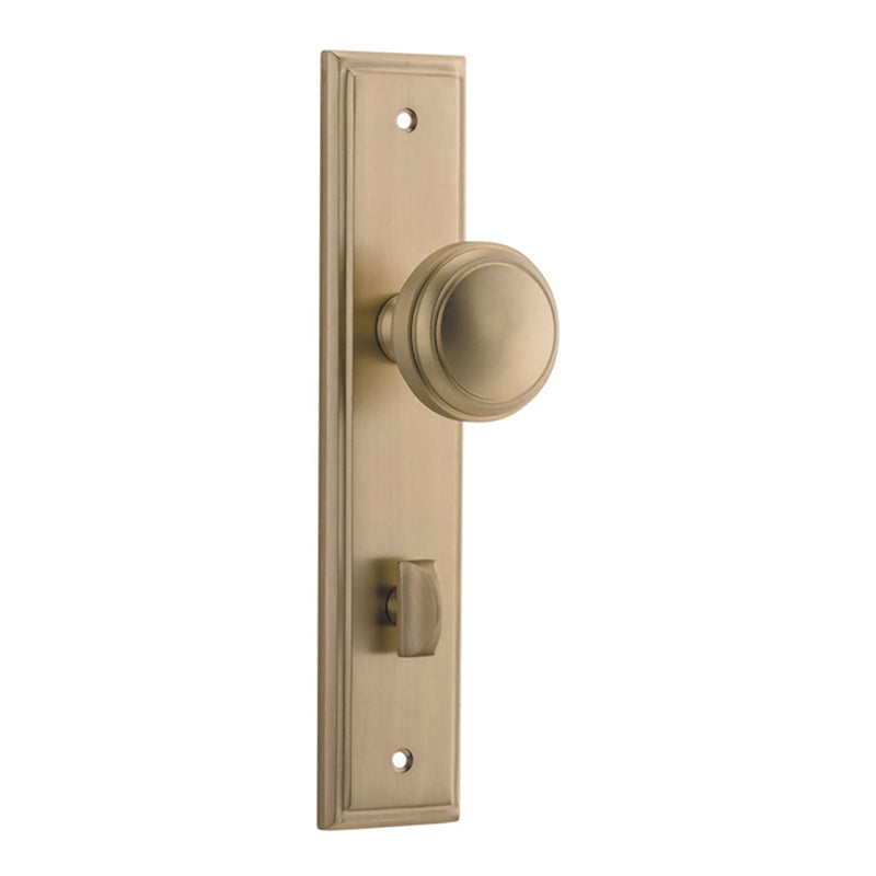 IVER PADDINGTON DOOR KNOB STEPPED BACKPLATE BRUSHED BRASS - CUSTOMISE TO YOUR NEEDS