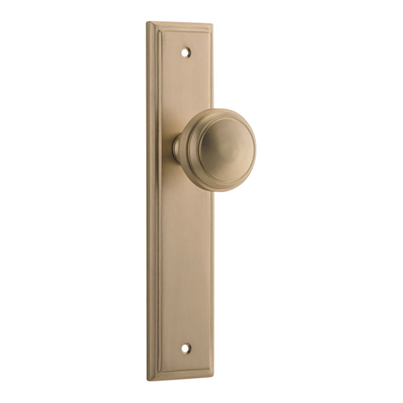 IVER PADDINGTON DOOR KNOB STEPPED BACKPLATE BRUSHED BRASS - CUSTOMISE TO YOUR NEEDS