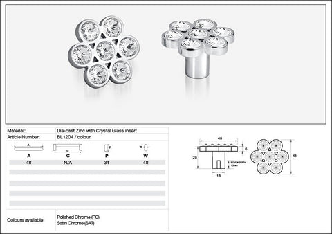 KETHY BL1204 CABINET RIGEL CLUSTER KNOB 7 STONE