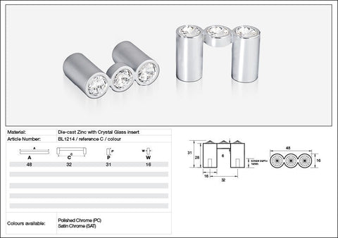 KETHY BL1214 CABINET RIGEL INLINE HANDLE 32MM