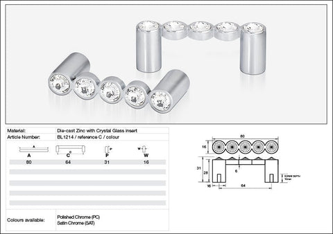 KETHY BL1214 CABINET RIGEL INLINE HANDLE 64MM