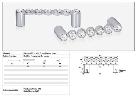 KETHY BL1214 CABINET RIGEL INLINE HANDLE 96MM