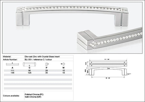 KETHY BL1301 CABINET POLARIS HANDLE 128MM MULTI STONE