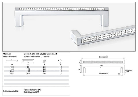 KETHY BL1503 CABINET ANKAA HANDLE 320MM MULTI STONE