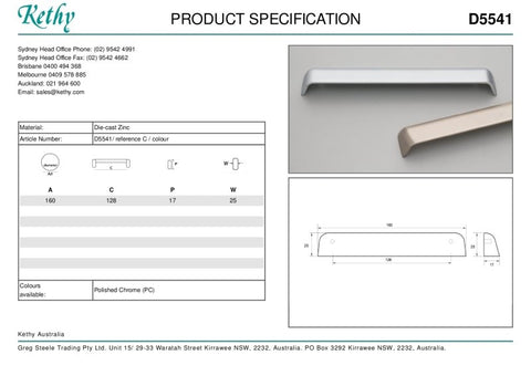 KETHY D5541 CABINET DIE CAST CUP HANDLE 128MM