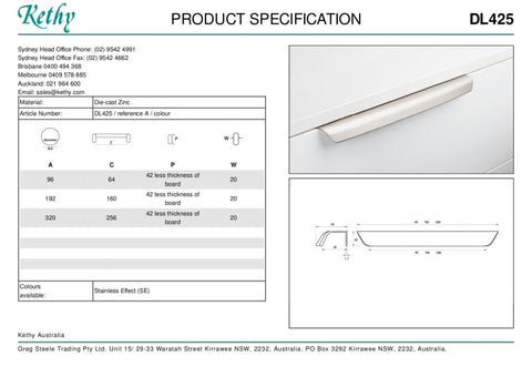 KETHY DL425 CABINET BORGO CURVED EDGE PULL