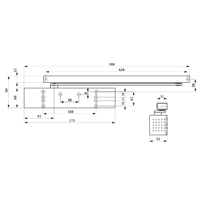 DORMA TS92B EN1-4 DOOR CLOSER PULL SIDE FIRE RATED WITH ARM 42020201
