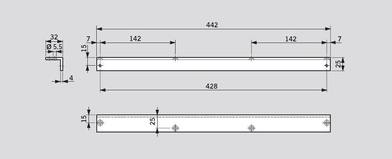 DORMA G-N ANGLE BRACKET FOR TS92/TS93 N/RF DOOR CLOSER SILVER 64430001