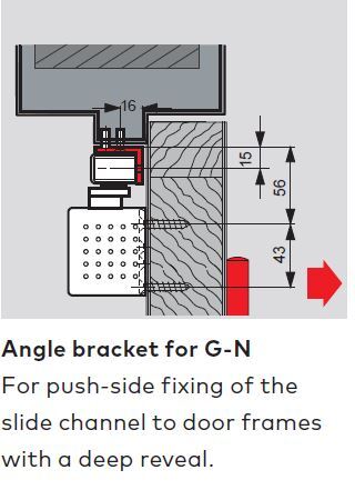DORMA G-N ANGLE BRACKET FOR TS92/TS93 N/RF DOOR CLOSER SILVER 64430001
