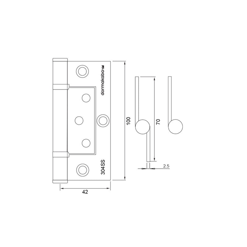 DORMA KABA FLAT FAST FIX HINGE TIMBER FIX 100X70MM BLACK DKH100/70BKT