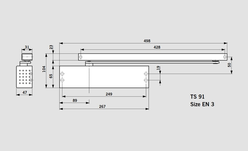 DORMA DOOR CLOSER TS91B EN3 SLIDE CHANNEL WITH ARM