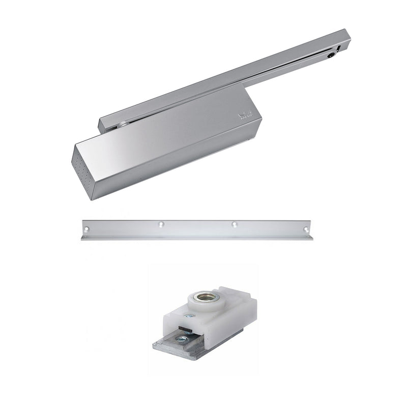 DORMA DOOR CLOSER EN1-5 PUSH SIDE HOLD OPEN W/ ANGLE BRACKET & ARM TS93G15GNRFAB