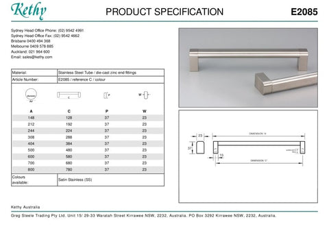 KETHY E2085 CABINET TORINO 23MM OVAL WITH SQUARE FEET HANDLE