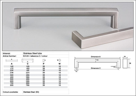 KETHY E2120 CABINET REGIO 18MM FLAT TOP ROUND UNDER STAINLESS STEEL HANDLE