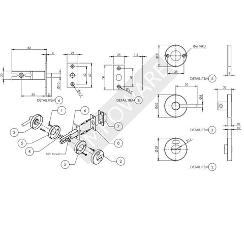 EMRO DISABLED COMPLIANT PRIVACY INDICATOR MORTICE BOLT 60MM BACKSET MATT BLACK C12226MB - primehardware