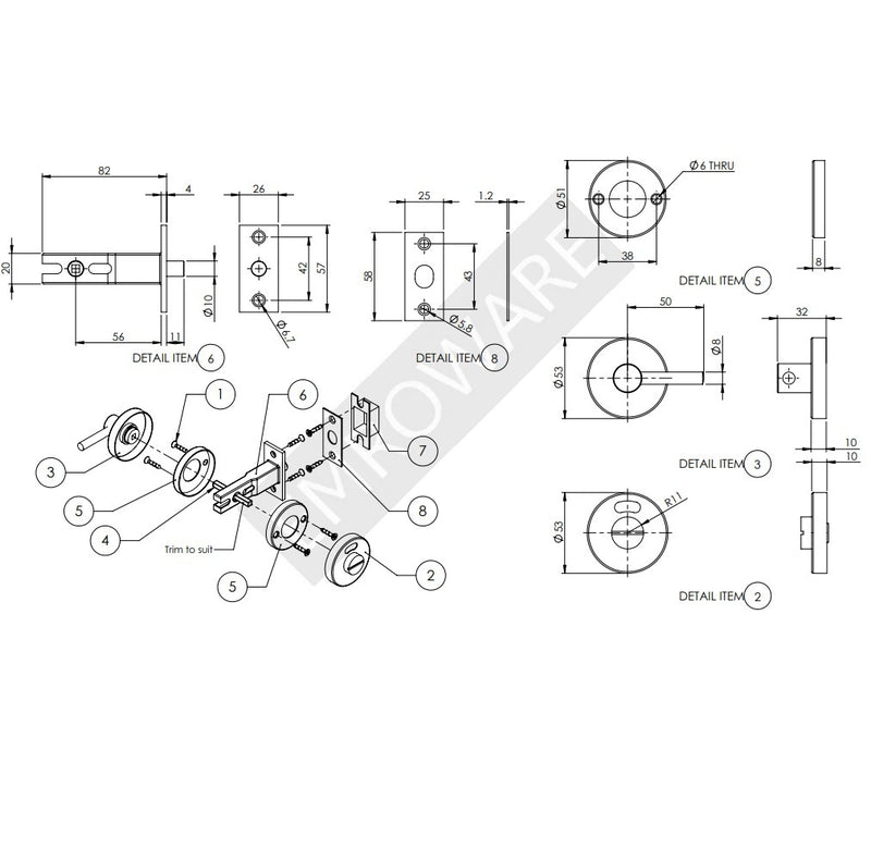 EMRO DISABLED COMPLIANT PRIVACY INDICATOR MORTICE BOLT 60MM BACKSET MATT BLACK C12226MB