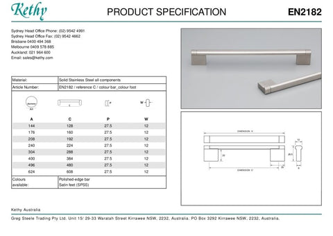 KETHY EN2182 CABINET TASMAN ENVIRO 12MM BEVEL EDGE TWO TONE TOP HANDLE