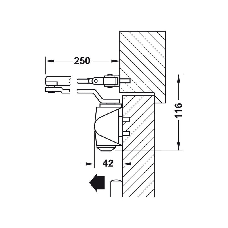 Hafele EN3 Startec DCL 110 Fire Rated Silver Overhead Door Closer