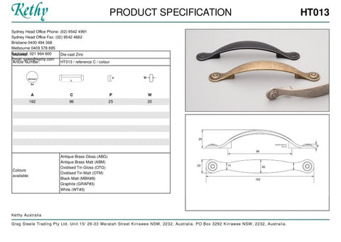 KETHY HT013 CABINET NORTON HANDLE 96MM