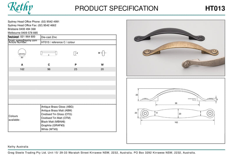 KETHY HT013 CABINET NORTON HANDLE 96MM