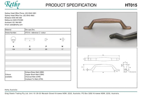 KETHY HT015 CABINET AVILA ANGLED HANDLE 96MM