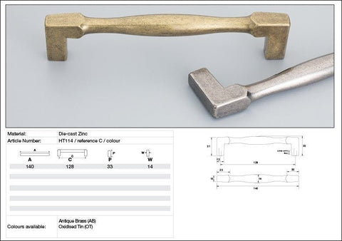 KETHY HT114 CABINET HAMPTON SQUARE HANDLE 128MM