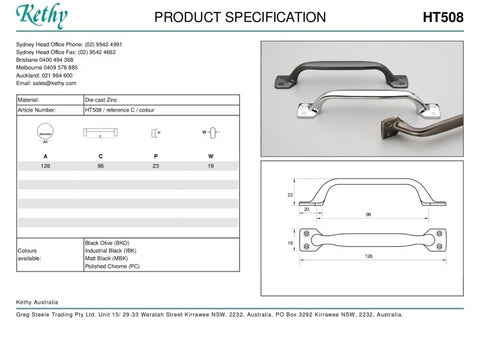 KETHY HT508 CABINET HIGHLAND HANDLE 96MM
